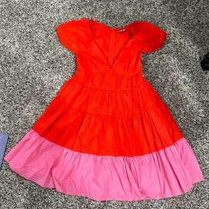 Red + Pink Staud dress